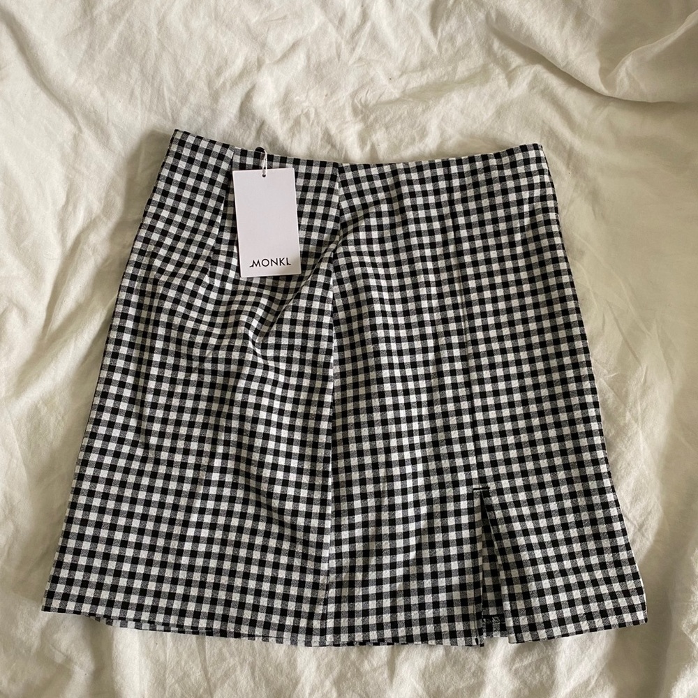 Monki Renata Gingham Stretch Mini Skirt Plaid Gingham - Picture 2 of 4
